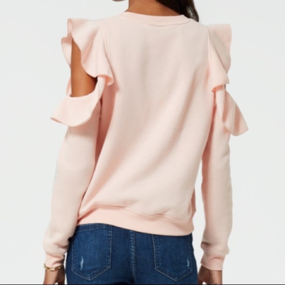 Rebecca Minkoff Gracie Pink Ruffle Sweatshirt NWT - Picture 2 of 7